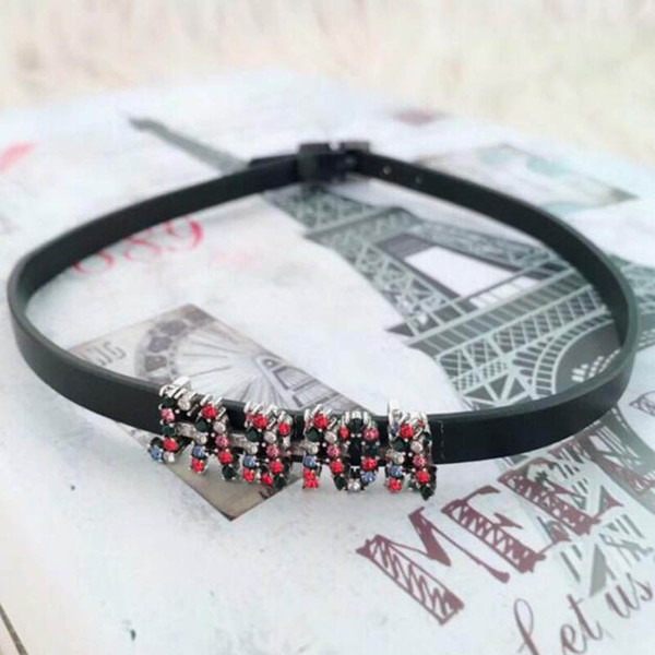 Vintage Punk Famous Letters Chokers Colorful Crystal Rhinestone Letters Necklace Women Girl Party Prom Jewelry Accessories Jewelry