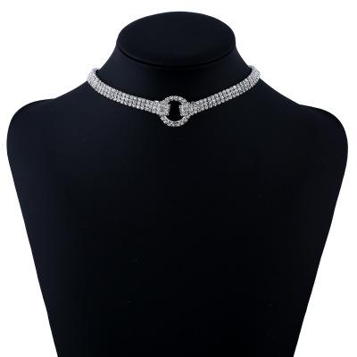 2018 Hot selling Short Chain Choker Fashional Crystal Choker Necklace For Women Gift Jewelry Pendant choker Necklace Rhinestone Copper