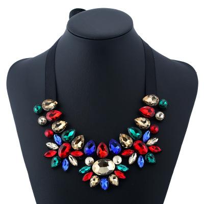 Five Colors Ribbon Choker Necklace Cloth Crystal Necklace Short Ribbon Choker Pendants Necklace For Women Dress Decoration Hot Exquisite