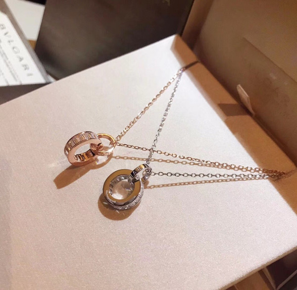 BV Home Gold Silver Necklace Two Circle Women's Choker Chain Necklace Women's Necklaces Chokers No Box