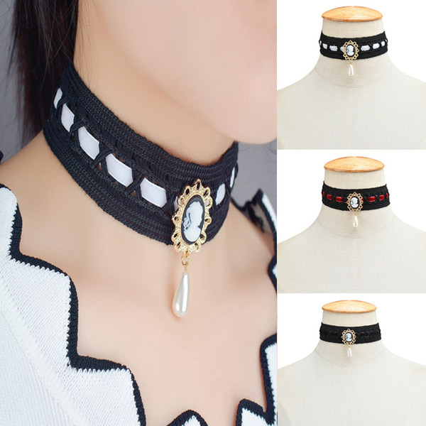 The European and American Fashion Creative Jewelry Velvet Collar Artificial Hand Woven Water Pearl Necklace/Lot Drop Shipping