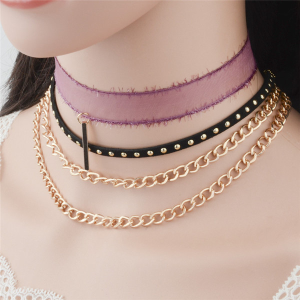 The European and American Fashion Accessories Jewelry Brief Paragraph Choker Necklace Combination Suit