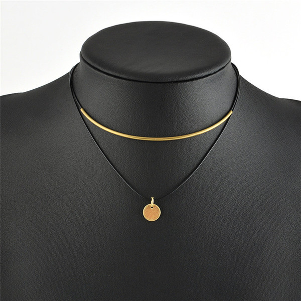 European and American Women's Fashion Accessories Double Chokers Necklace Pendant Chain