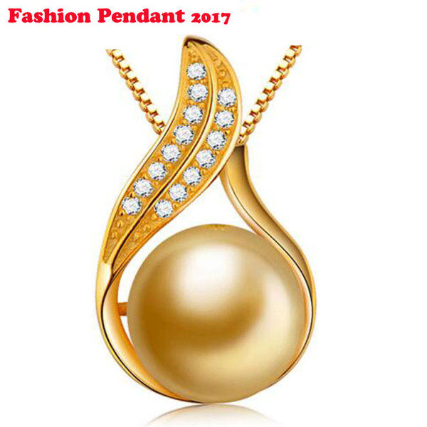 2017 Hot selling Sterling Silver Simulated Pearl Pendant Necklace Jewelry Wedding pendant Accessories wholesale free shipping