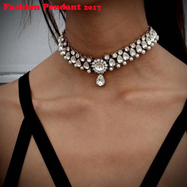 2017 Hot Boho Collar Choker Drop Crystal Beads Necklace &pendant Charm Vintage Statement Beads Neck Jewelry