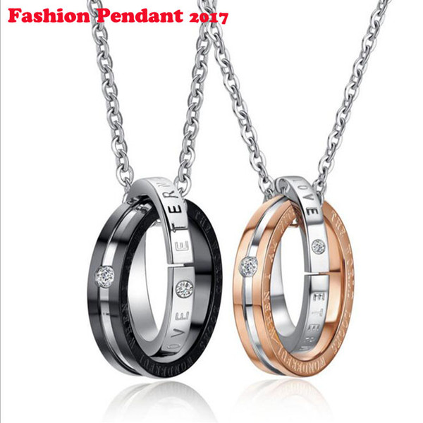 2017 New Fashion jewelry ring choker pendant necklace boy/Girl lover Valentine's Day gifts Wholesale free shipping