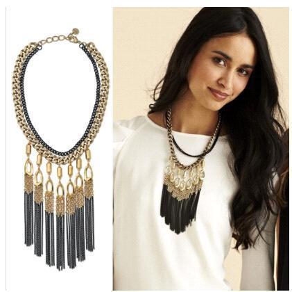 2014 Bohemian Tassels Drop Vintage Gold Choker Chain Statement Necklaces & Pendants Fashion Jewelry For Woman