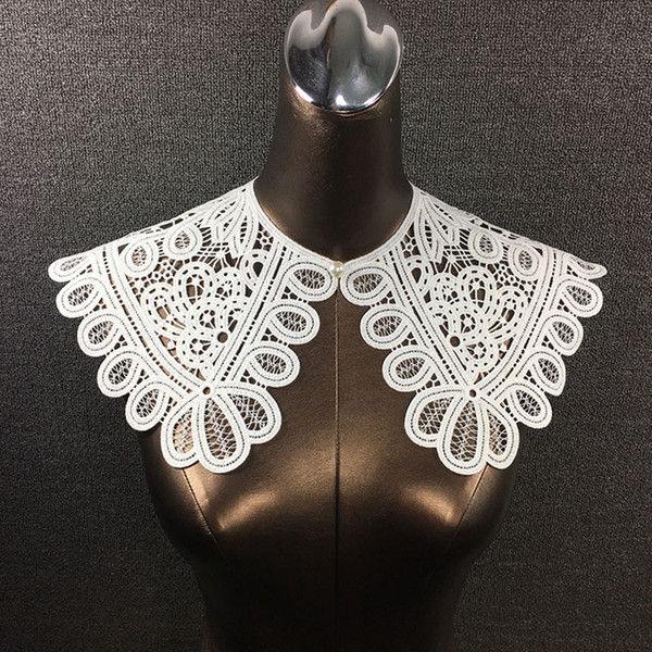 Fashion White Shawl Tie for Lady INS White Lace Collar Necklace for Wedding Party Creative Solid Shirt Collar Necklaces