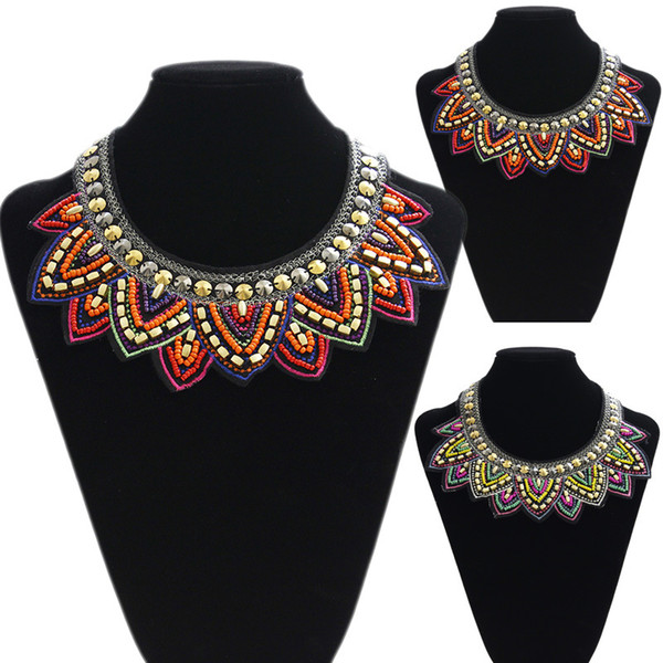 New Bohemia Women Statement Necklace Handmade Embroidery Bead Necklaces Pendants Fashion Colar Collar Choker Necklace fast shipping