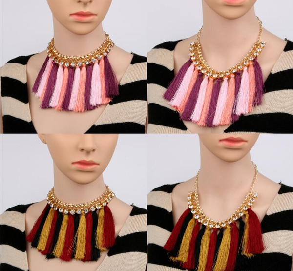 New arrival fashion tassel necklace Europe gothic crystal collar necklace