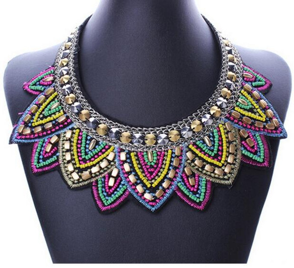 Female vintage choker pendants&necklaces big boho necklaces ethnic bohemian jewelry statement tribal Colorful bijoux femme mujer