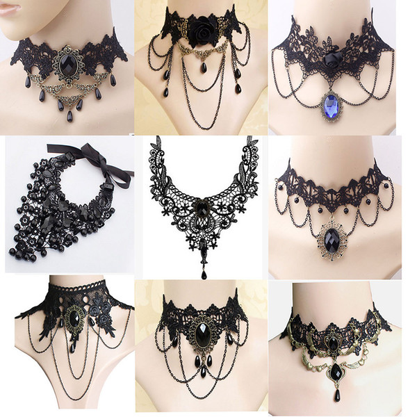 Beautiful Elegant Black Lace Necklace False Collar Neck jewelry Women Jewelry Engagement Anniversary Valentine's Day Cocktail Party