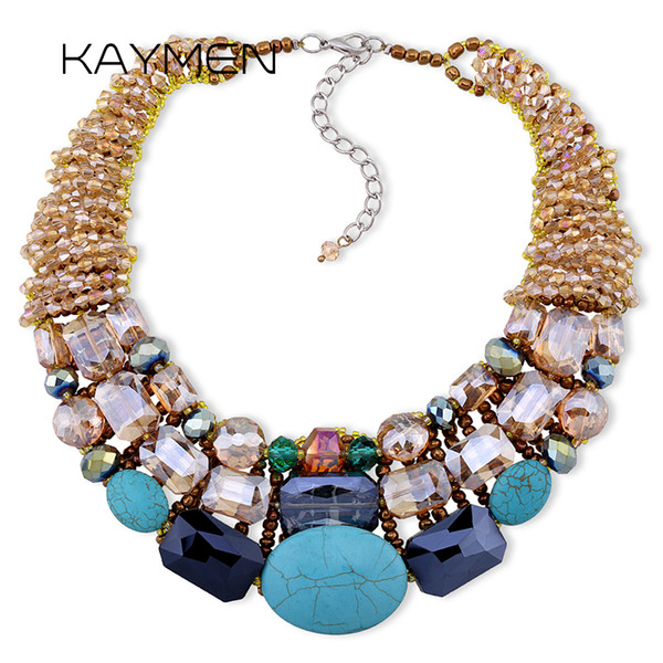 KAYMEN Bohemian NEW choker Necklace, Women's Strand Multilayer Crystal bib Statement necklace NK-01290 C18111301