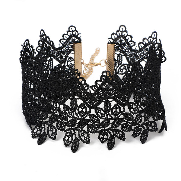 docona Gothic Wide Flower Black Lace Chokers Necklaces for Women Fashion Punk Gothic Choker Sweet Vintage Collares Necklace 3715