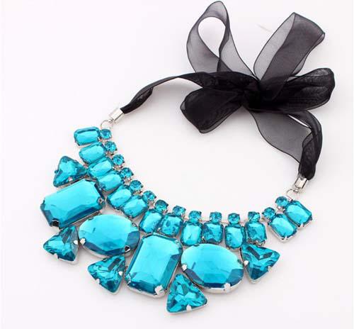 Brand New Fashion Women's Chunky False Collar Necklace Big Rhinestone Statement Necklace 5Colors 3pcs Free shipping