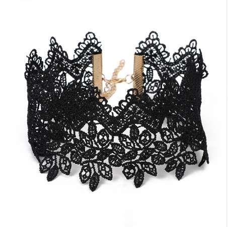 Tocona Gothic Wide Flower Black Lace Chokers Necklaces for Women Fashion Punk Gothic Choker Sweet Vintage Collares Necklace