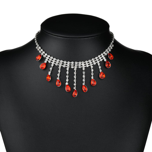 New Arrival Chock Necklace with Rhinestone Women's Crystal Necklaces & Pendants for Women Jewelry for Gifts N1408