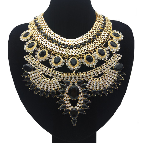 Luxury Flower Bib Crystal Necklace,Boho Collar Necklace for Women Costume Jewelry for Prom 1Pc 4 Colors