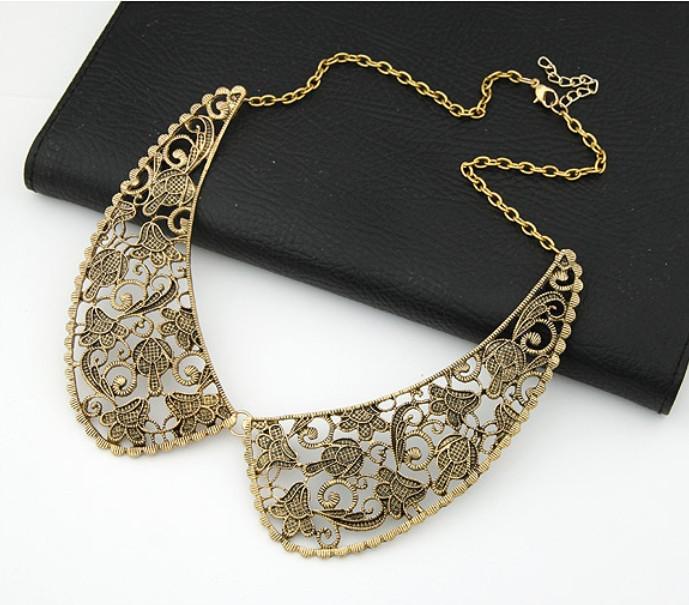 Fashion hollow flower vine tie short necklace palace retro fake collar collar necklace 4pcs