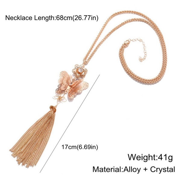 2019 New fashion cheap lace combination necklace Butterfly pendant with tassel hollowed out