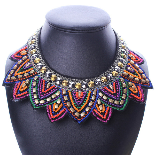 Hollow Bohemian Ethnic Necklace Women Choker Handmade Female Folk False Collar Necklace Bead Necklaces Boho Jewelry Duftgold HD-174