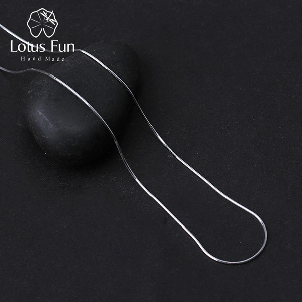 Lotus Fun Real 925 Sterling Silver Handmade Fine Jewelry Fashion Glossy Snake Necklace Chain without Pendant for Women Collier Y18102910