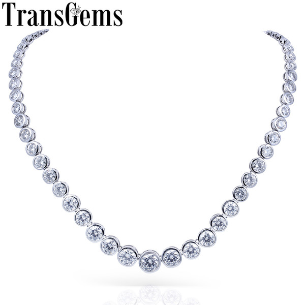 Transgems 13ctw Lab Grown Created Moissanite Eternity Diamond Chocker Necklace 18k White Gold For Women Jewelry Wedding J 190427