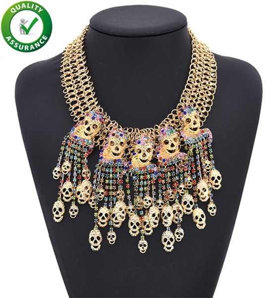 Designer Necklace Fashion Jewelry Women Luxury Collar Skull Statement Necklaces Pendant Vintage Pirate Skeleton Biker Rock Punk Accessories