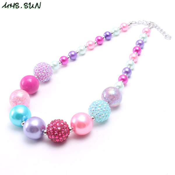 MHS.SUN New arrival child chunky beads necklace colorful girls bubblegum necklace handmade jewelry for kids toy gift 1pcs D18111201