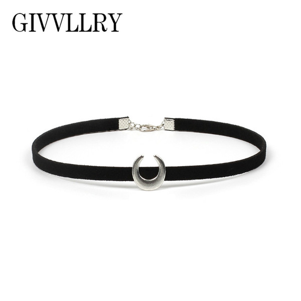 12 Pcs Us0.93 Per Black Velvet Choker Necklace For Women Gothic Moon Crescent Horseshoe Charm Chocker Necklace Fashion Jewelry C19041201