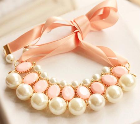 Ladies Bib Choker Jewellery Pearl Necklace Ladies Pearl Tassel Choker Statement Necklaces Gift Bijouterie For Women