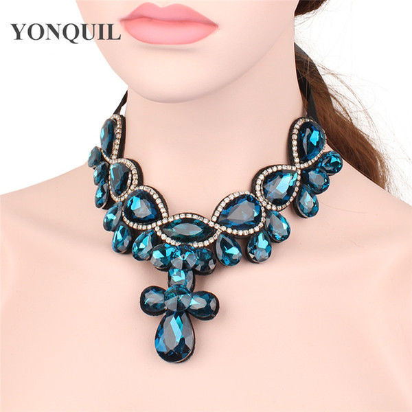 Trendy Bohemian Necklace false collar Fashion Elegant Crystal Women Chain Statement short collier Fashion Jewelry 3 color free ship SYBC43