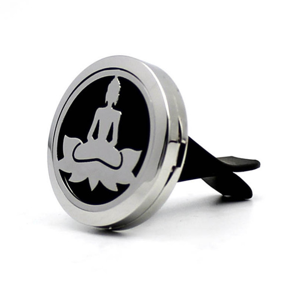 Hot Sale 30mm Magnetic 316L Stainless Steel Lucky Buddha Car Perfume Locket Hearts Car Aroma Essential Oil Diffuser Locket With Free Pads