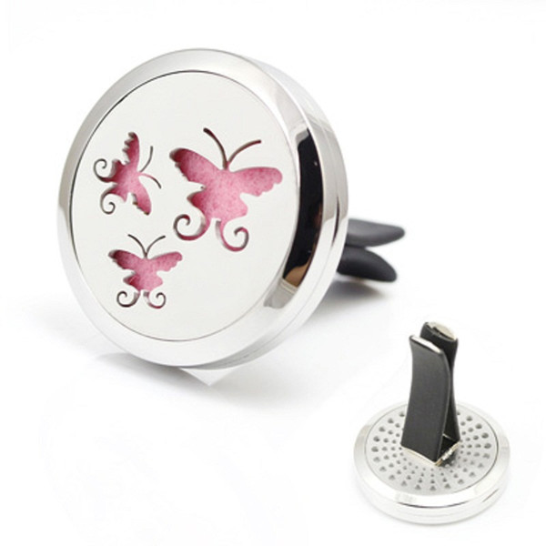 High Quality 30MM Magnetic 316L Stainless Steel Butterfly Car Perfume Locket Car Aromatherapy Essential Oil Diffuser Locket