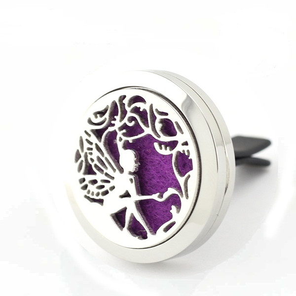 Newest 30mm Magnetic 316L Stainless Steel Flower Fairy Car Perfume Locket Crystal Car Aroma Essential Oil Diffuser Locket With Free Pads