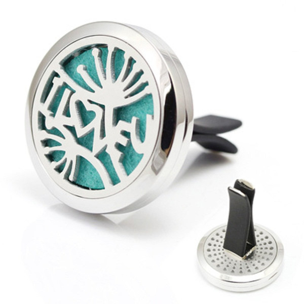 Fashion I Love U Car Perfume Locket 30mm Stainless Steel Lucky Dandelion Aroma Essential Oil Diffuser Locket For Car 5Pcs/lot