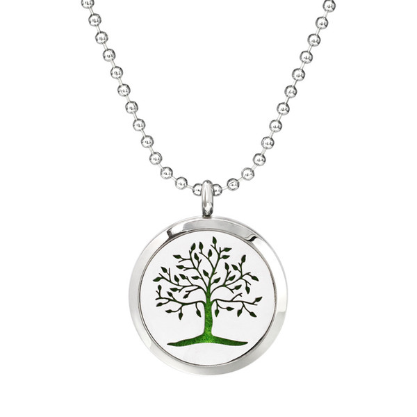 2018 New Tree Of Life Perfume Necklace 25/30mm Magnetic 316 Stainless Steel Essential Oil Diffuser Lockets Pendant Necklace