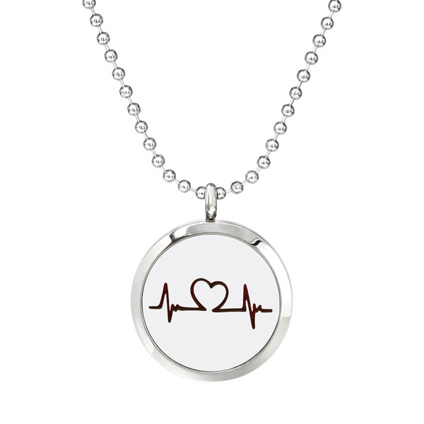 Hand Stamped Heartbeat For You Necklace 25/30mm Magnetic 316 Stainless Steel Essential Oil Diffuser Locket Pendant Necklace Free 10 Pads