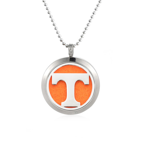 Hot Design Tennessee Volunteers 316L Stainless Steel 25/30mm Essential Oil Perfume Diffuser Necklace Locket Pendant With Free 10 Pads