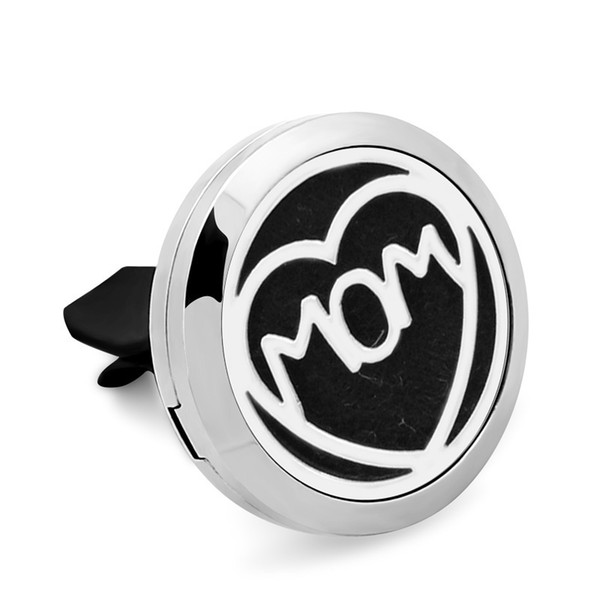 Silver Heart MOM mom MUM Car Aromatherapy Lockets 30MM 316L Stainless Steel Magnetic Car Aroma Perfume Locket