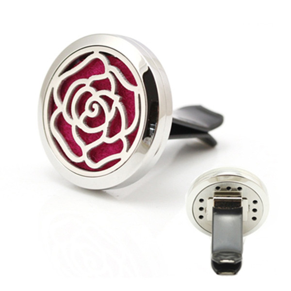 3 Styles Your Rose Car Perfume Locket 30mm Magnetic 316L Stainless Steel Flower Car Aroma Essential Oil Diffuser Locket With Free Pads