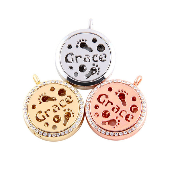 3pcs/lot 30mm*30mm*8mm Double Hollow Foot print Round Pendant Locket Magnetic Rhinestone Locket Necklace Fit DIY Floating Charms