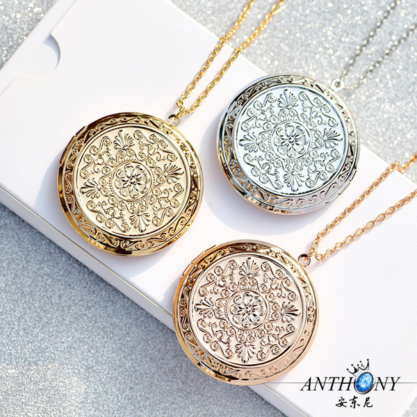 DIY necklace new crystal pendant can open photo frame pendant