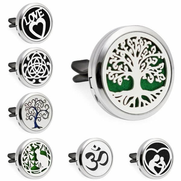 Tree of Life Flower Cat 30mm Magnet Essential Oil Aromatherapy Car Diffuser Locket Perfume Locket Vent Clip Random 10pcs Pads For Free