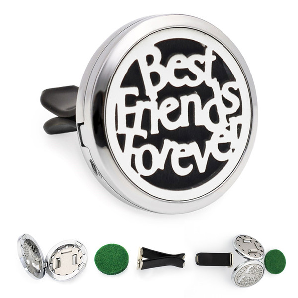 Best Friends Forever 30mm Magnetic Essential Oil Aromatherapy Car Diffuser Locket Perfume Locket Removable Vent Clip 10pcs Pads Random