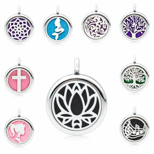 Lotus Flower Cross Mermaid 25mm Magnetic Essentional oil Perfume Aromatherapy Diffuser Locket Pendant Jewelry Making For Women