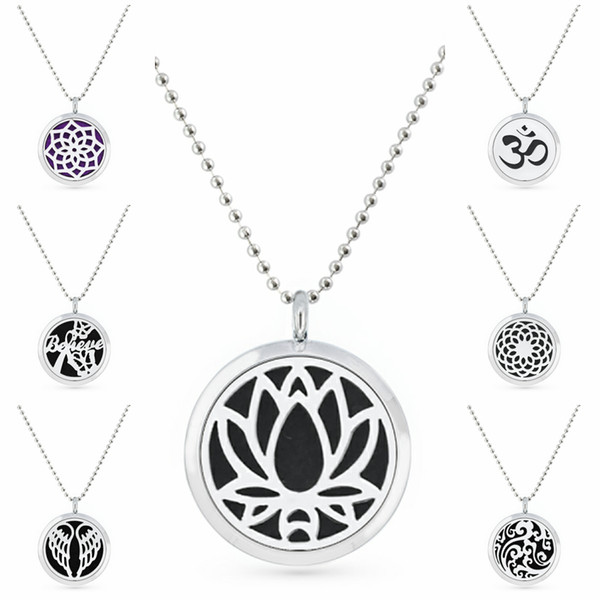 Lotus Flower Yoga Clouds 30mm Magnet Essential Oil Aromatherapy Perfume Pendant Diffuser Locket Pendant With Necklace Women Jewelry