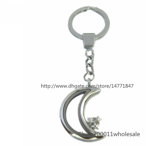 Plain Moon &star Magnetic floating locket Keychain zinc alloy floating living locket Free shipping