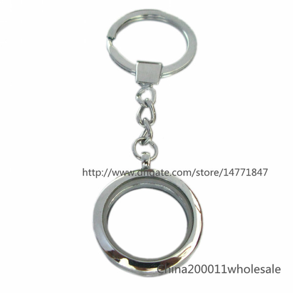 Plain Round Magnetic floating locket Keychain zinc alloy floating living locket Free shipping