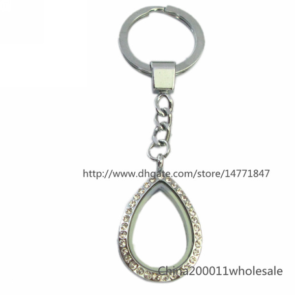 Sparkling Drop Magnetic floating locket Keychain zinc alloy floating living locket Free shipping